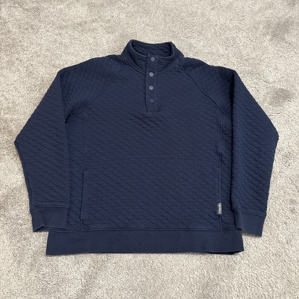 Eddie Bauer Sweatshirt Mens Size Medium Blue Quilted 1/4 Zip Mock Neck